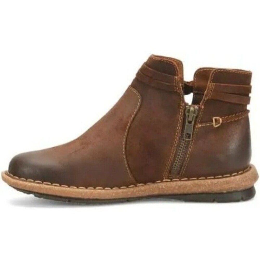 7M Born Womens Wynter Bootie Brown Distressed Leather Rustic Boots